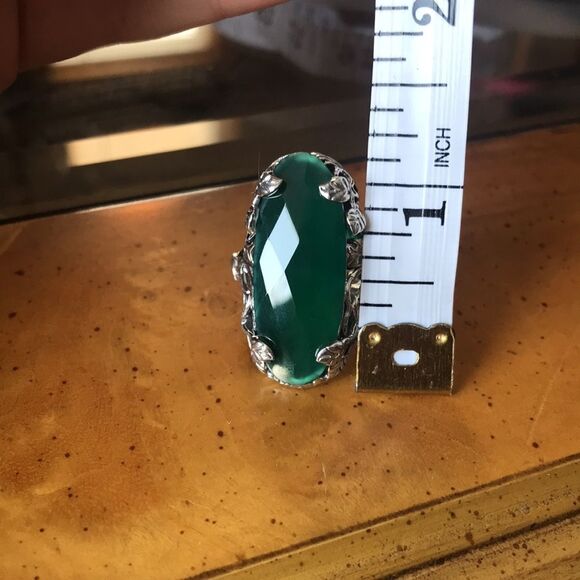 Genuine Onyx Sterling Silver Cocktail Ring Size 7 - Picture 7 of 7